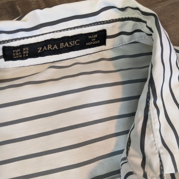 Zara Long Oversized Striped Button Down Blouse - Picture 6 of 8